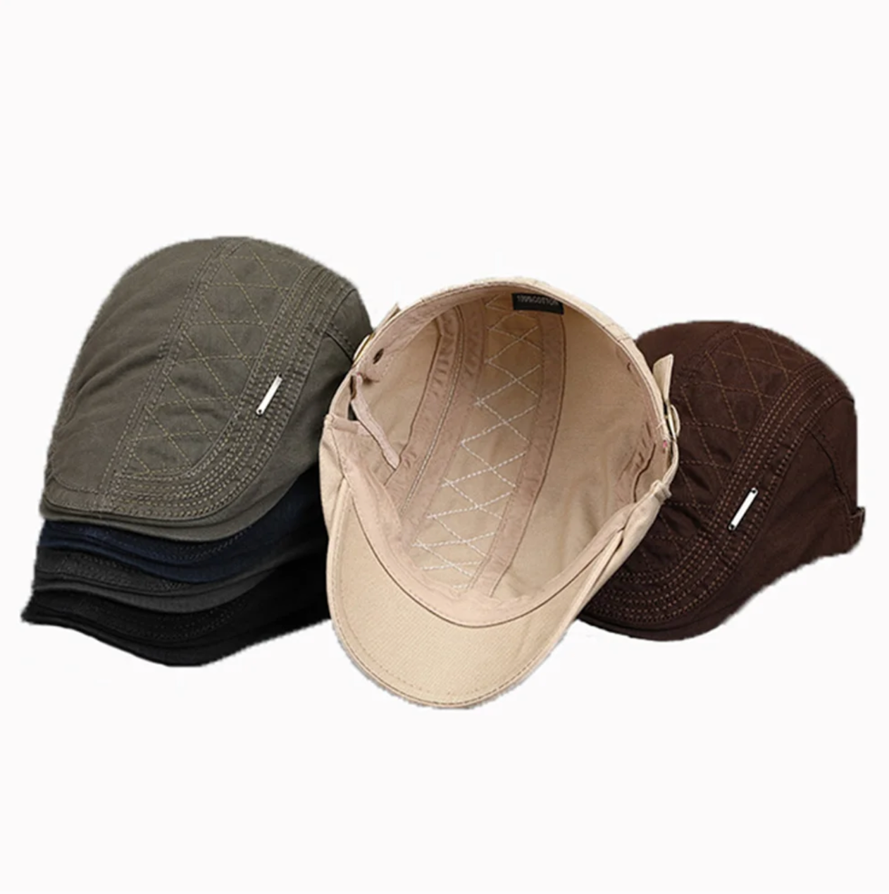 Cotton Newsboy Caps Men Solid Color Soft Casual Street Fashion Retro Beret Hat Golf Driving Cabbie Hat Flat Ivy Cap Four Seasons