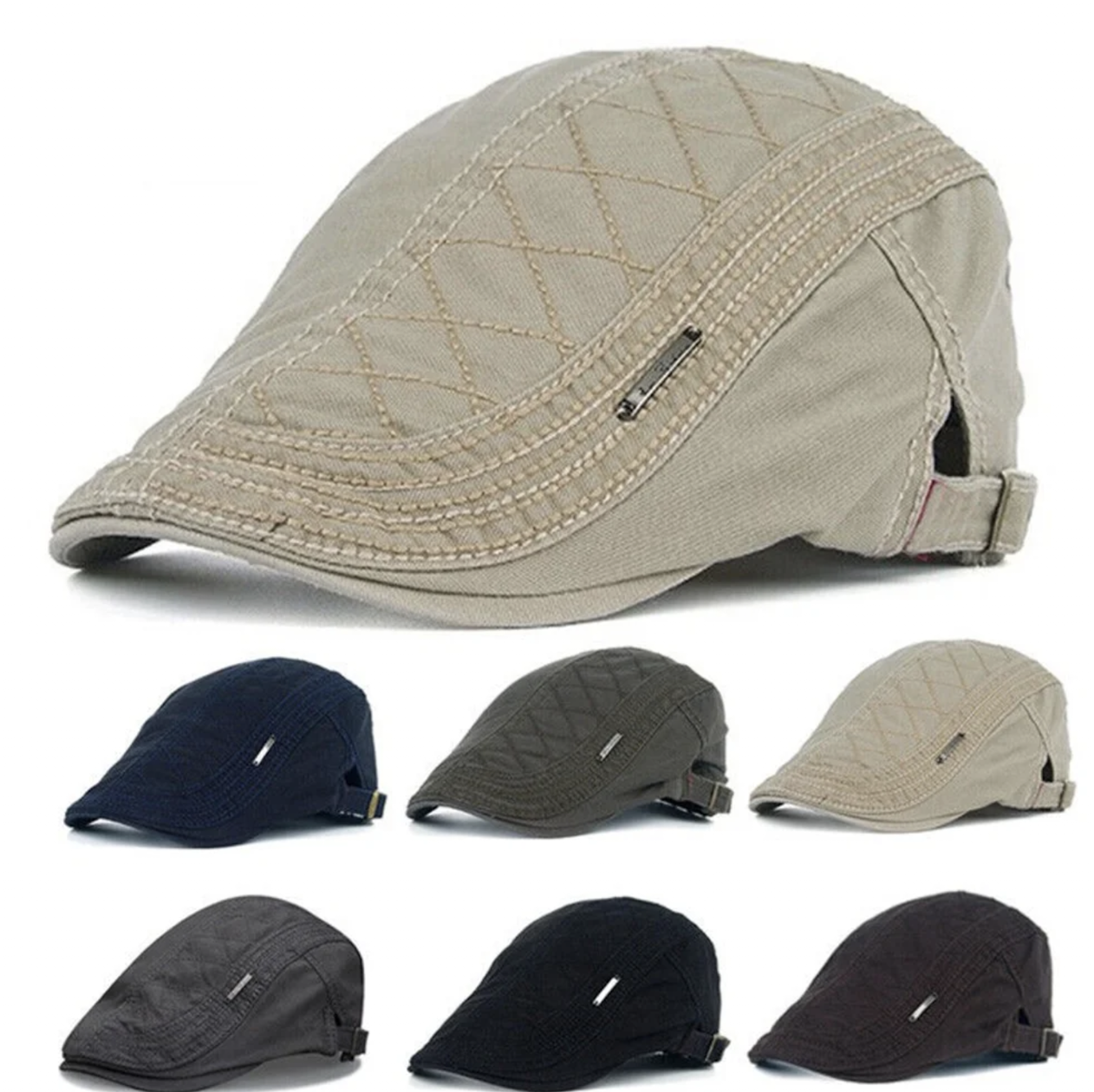 Cotton Newsboy Caps Men Solid Color Soft Casual Street Fashion Retro Beret Hat Golf Driving Cabbie Hat Flat Ivy Cap Four Seasons