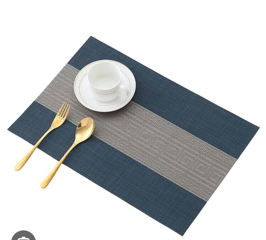 Set of 6pcs PVC Kitchen & Dining Table Mats with Decorative Lines – Durable, Easy-Clean Placemats for Practical Style and Effective Table Surface Protection