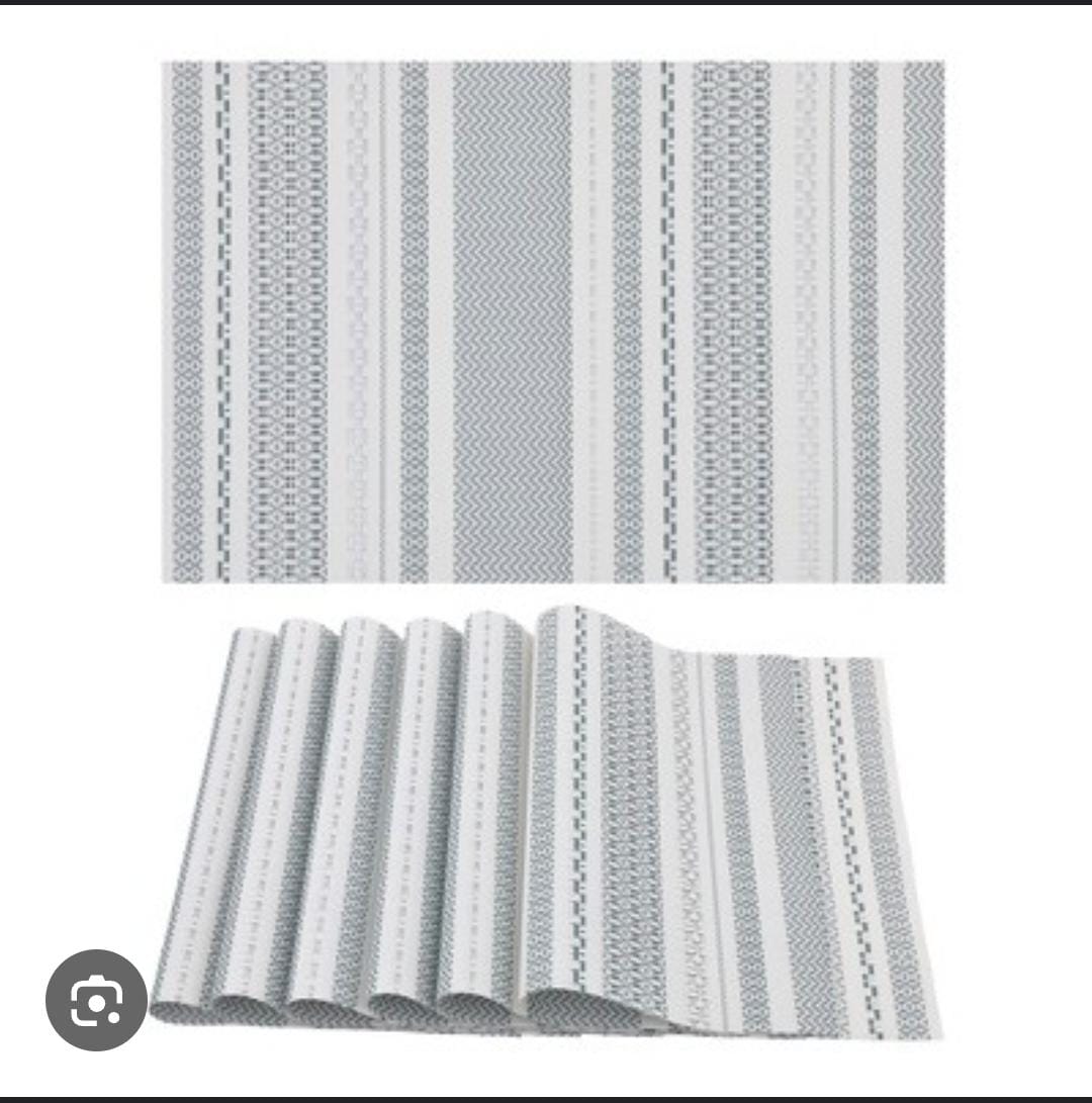 Set of 6pcs PVC Kitchen & Dining Table Mats with Decorative Lines – Durable, Easy-Clean Placemats for Practical Style and Effective Table Surface Protection