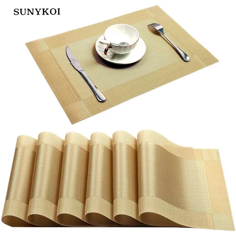 Set of 6pcs PVC Kitchen & Dining Table Mats with Decorative Lines – Durable, Easy-Clean Placemats for Practical Style and Effective Table Surface Protection