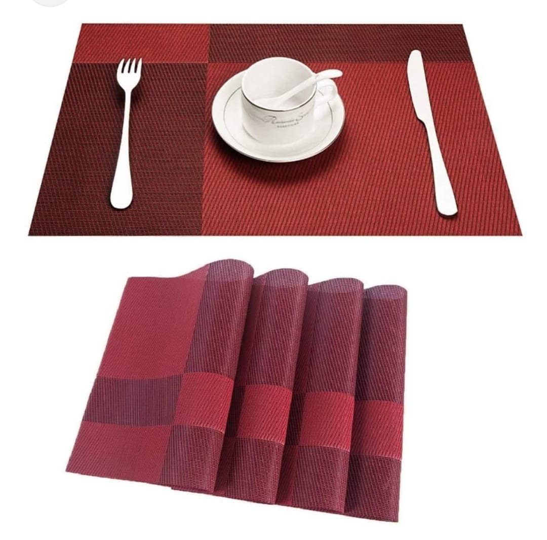 Set of 6pcs PVC Kitchen & Dining Table Mats with Decorative Lines – Durable, Easy-Clean Placemats for Practical Style and Effective Table Surface Protection