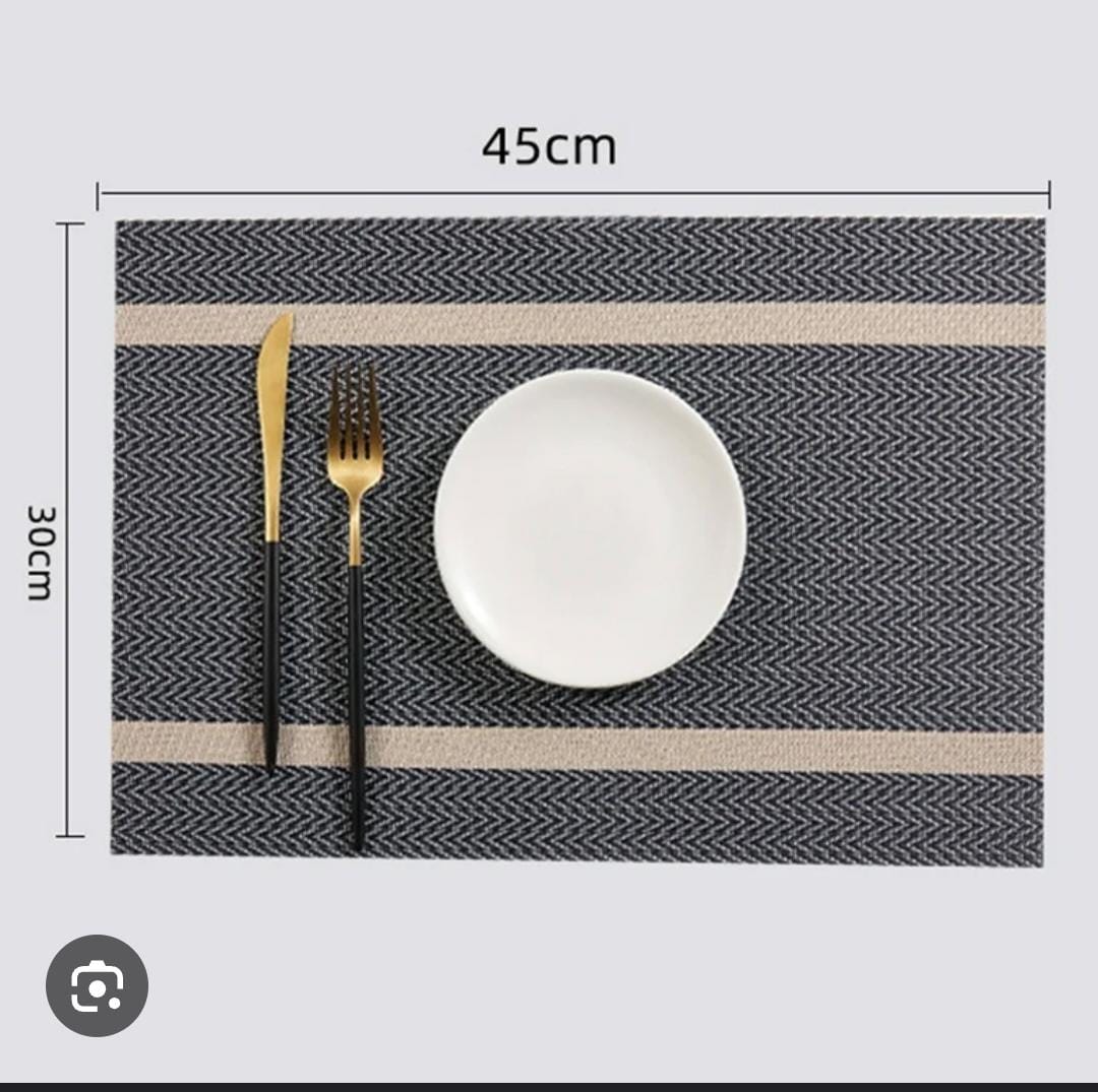 Set of 6pcs PVC Kitchen & Dining Table Mats with Decorative Lines – Durable, Easy-Clean Placemats for Practical Style and Effective Table Surface Protection