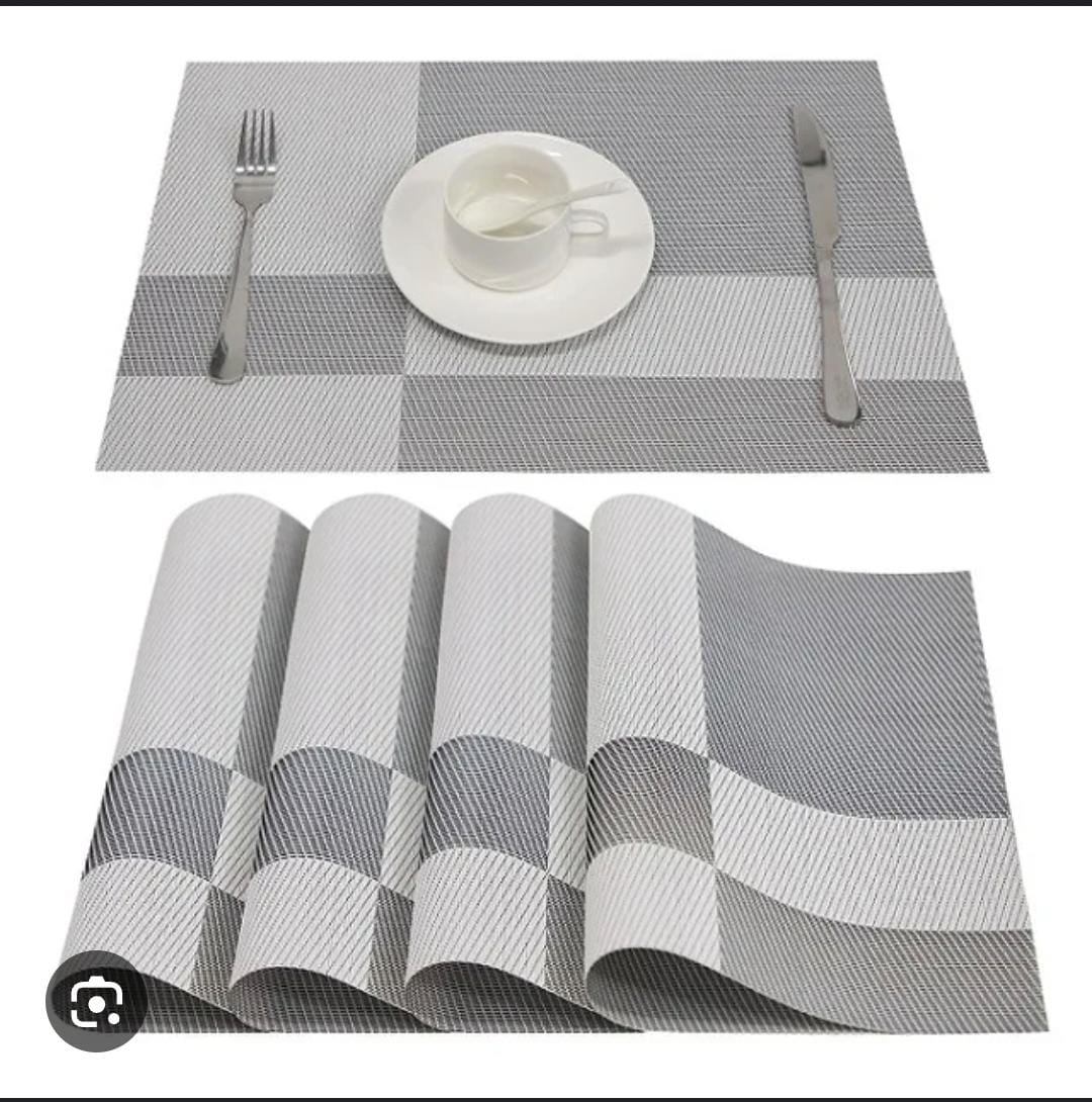 Set of 6pcs PVC Kitchen & Dining Table Mats with Decorative Lines – Durable, Easy-Clean Placemats for Practical Style and Effective Table Surface Protection