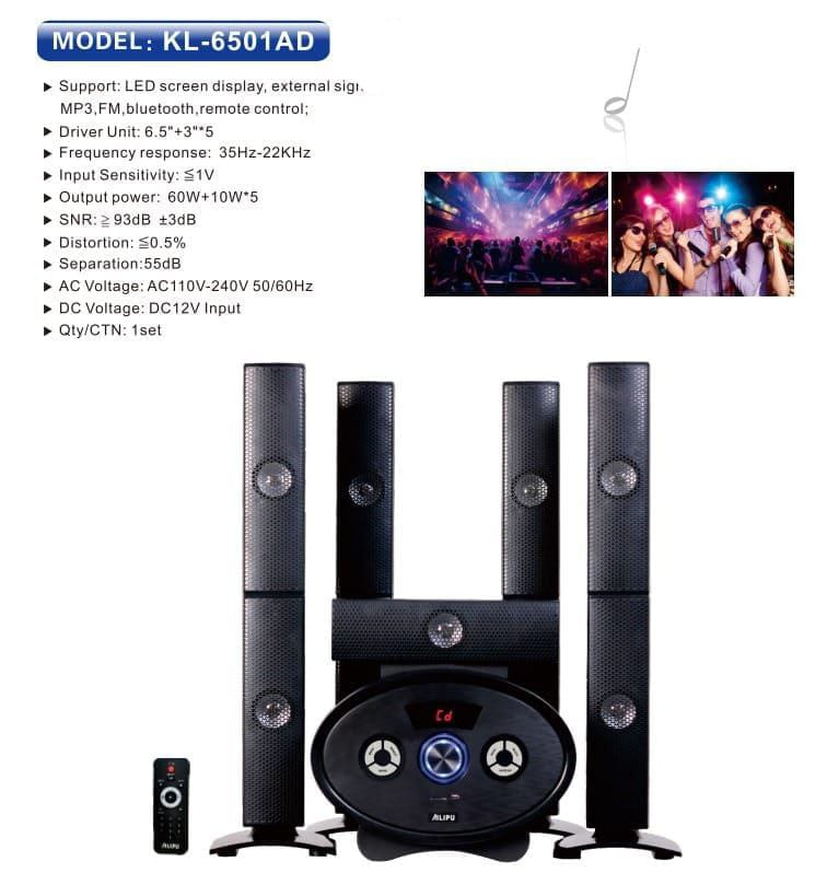 5-in-1 Classy Design Heavy Bass Home Sub-Woofer with Tall Speakers – Features Bluetooth Connectivity and Remote Control for an Immersive, High-Quality Audio Experience