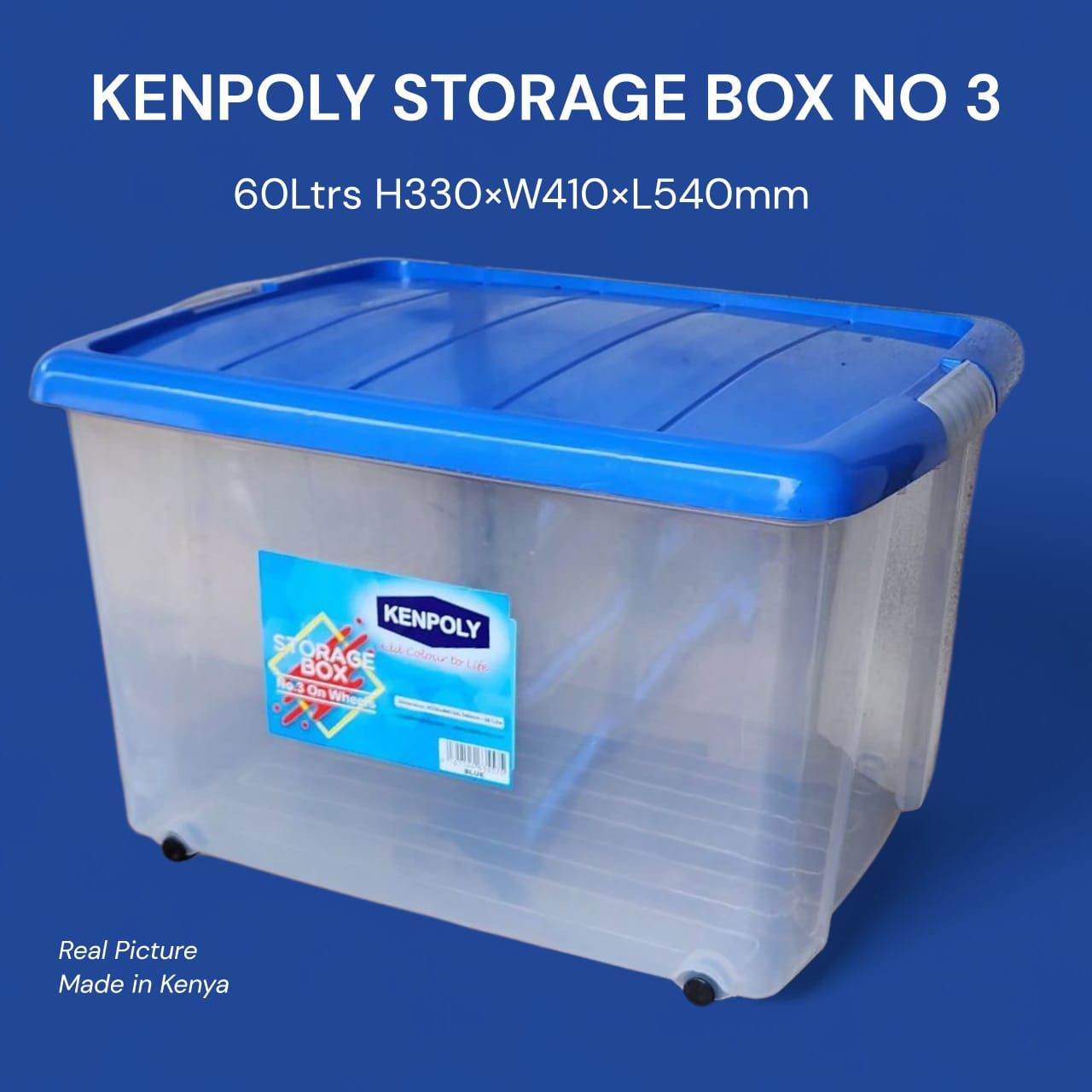 60 Litre Heavy Plastic Kenpoly Home Storage Box – Durable & Multipurpose with Wheels for Storing Bedding, Shoes, and Bulk Household Items