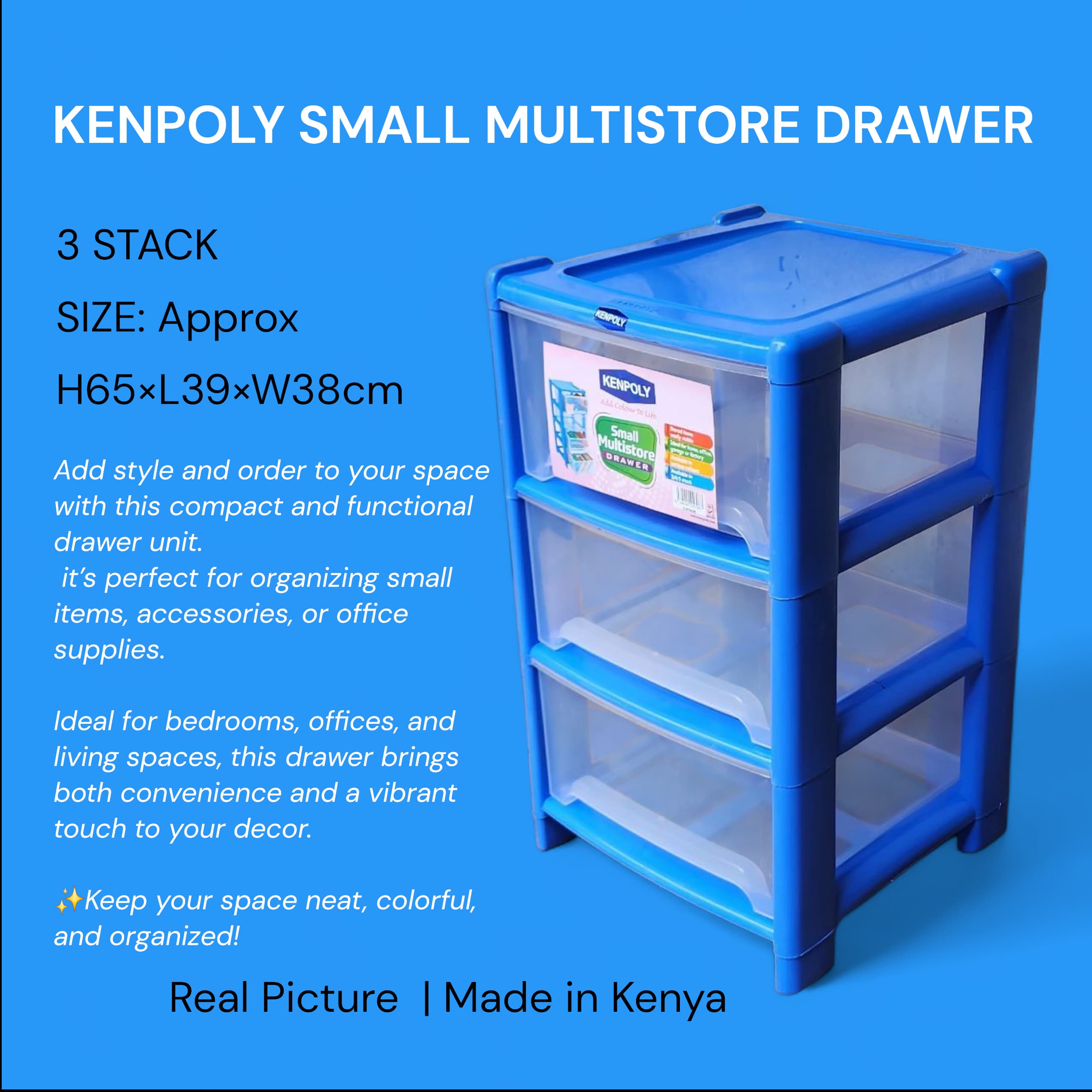 Kenpoly Heavy Plastic Home Small Multistore Drawer & Organizer – Compact and Stylish Design in 5, 4, or 3 Stack Options for Space-Saving Home and Office Storage