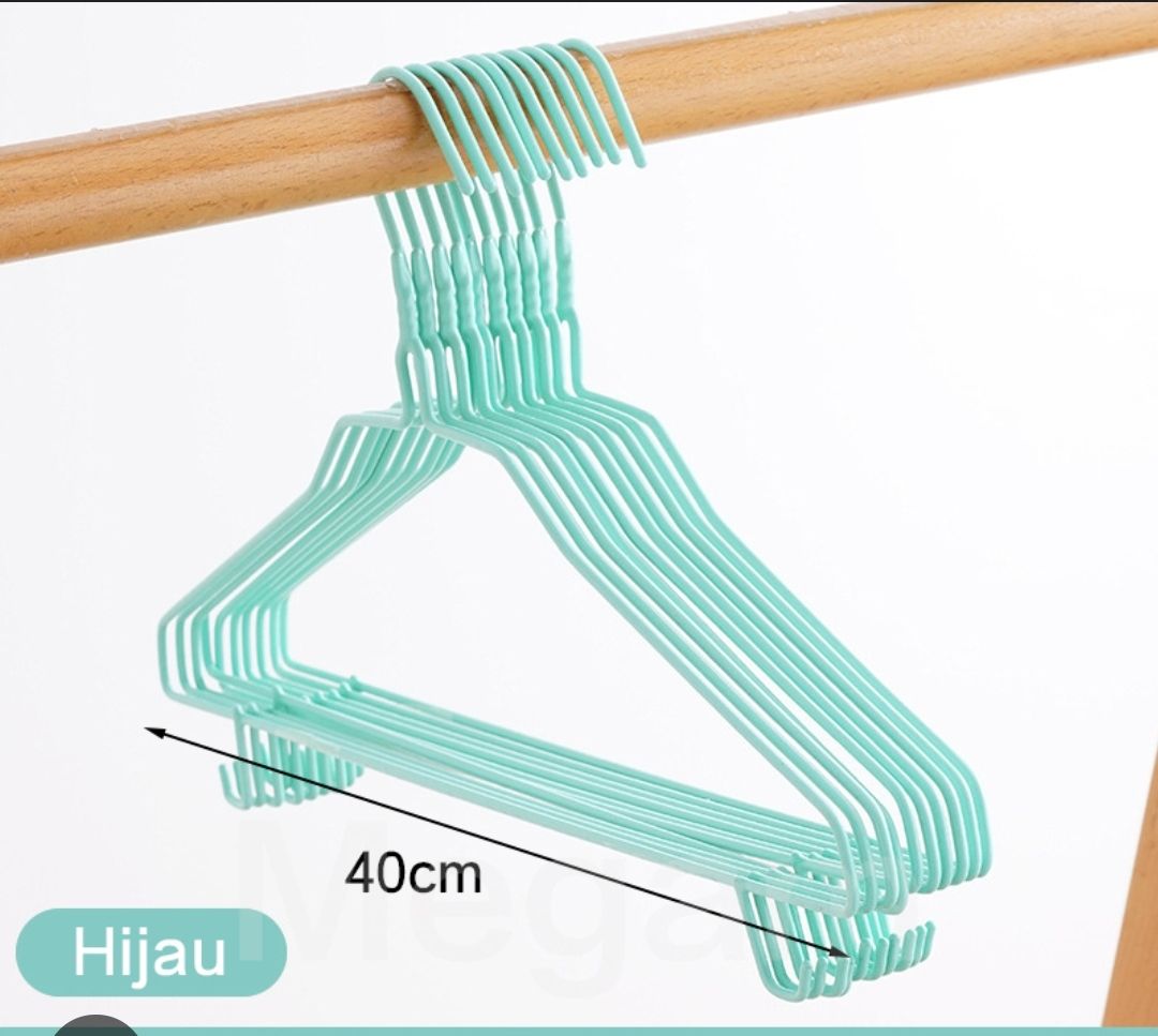 10pcs Simple Steel with Plastic Coat Hanger with Hooks – Adult Steel Coated Drying Hook Hanger, Trouser Rack for Dry and Wet Daily Hanging Use