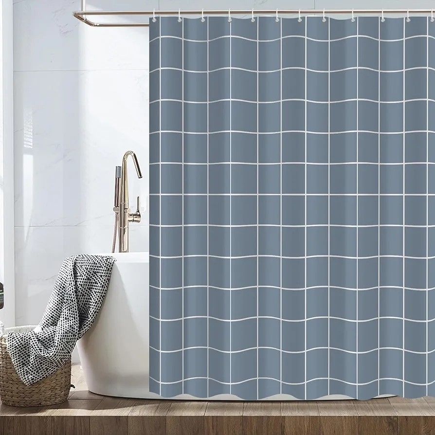 180x200cm PEVA Bathroom Screens & Waterproof Bathtub Shower Curtains – Mildew Proof, No Chemical Smell Shower Curtain with Hooks for Home, Apartment, Lodging, School