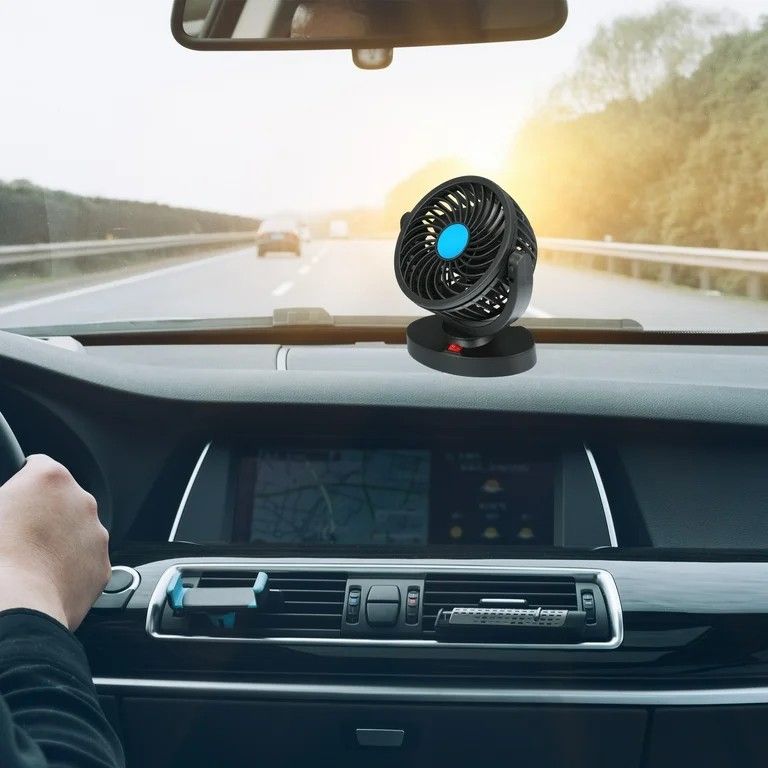 12V DC Electric Car Single Head Fan for Dashboard 360 Degree Rotatable Car Auto Powerful Cooling Air Fan, Adjustable Car Air Cooler Fan for Vehicle Ventilation