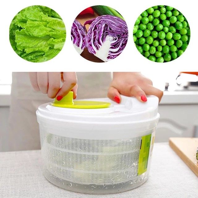 Large 3L Manual Salad Spinner, Vegetable Dryer and Drainer for Kitchen Use, Efficient Salad Dehydrator for Washing and Drying Greens