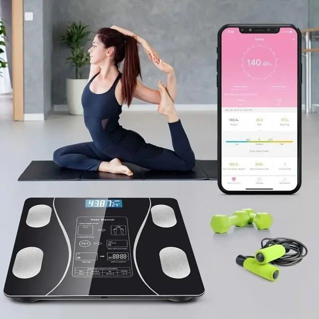 Body Fat Scale Smart Wireless Digital Bathroom Scale, Battery Operated Body Weight Scale with Body Composition Analyzer for Accurate Home Health Tracking