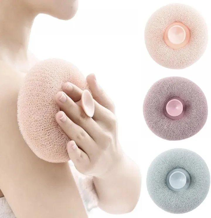 4-Piece Bath Shower Sponges Set – Reusable Exfoliating Loofahs with Sucket for Easy Hanging, Shower Balls & Scrub Mesh Body Brush for Men & Women