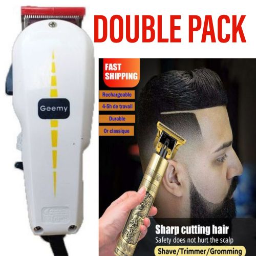 ELECTRIC SAHVER. Geemy Shaving Machine / Shaving Machine-Kinyozi & T9 Dragon Rechargeable Metal Hair Clipper Gold