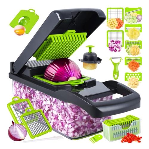 SLICER. Vegetable Chopper, Onion Chopper, 14 in 1 Professional Mandolin Slicer for Kitchen, Multifunctional Food Chopper Cutter for Potato, Tomato, Veggie with 6 blades and Filter Basket