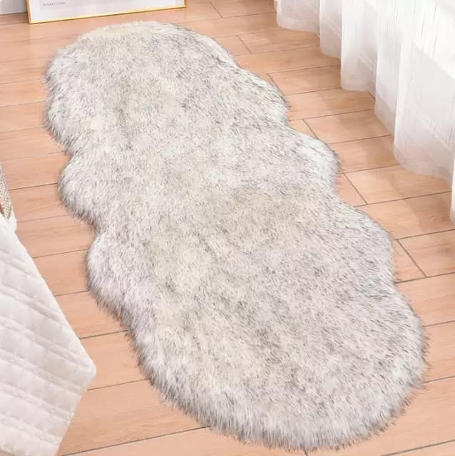 Soft  Faux Fur Bedside Rugs For Bedroom Plush Floor Foot Mats Faux Fur Wool Carpets Living Room Lounge Fluffy Bedside Rug Sofa Cushion