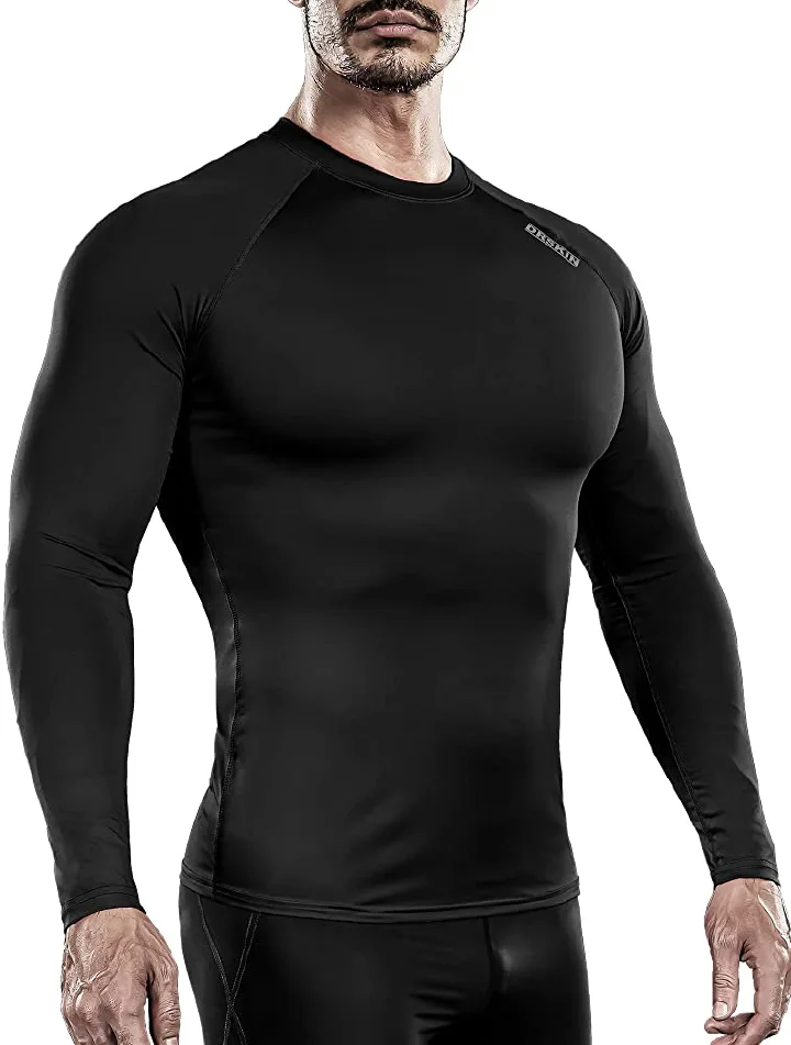 New Men Black Compression Tights Gym And Running Shirt Tights For Men and Women Long Sleeve Base Layer                                                                                                 .