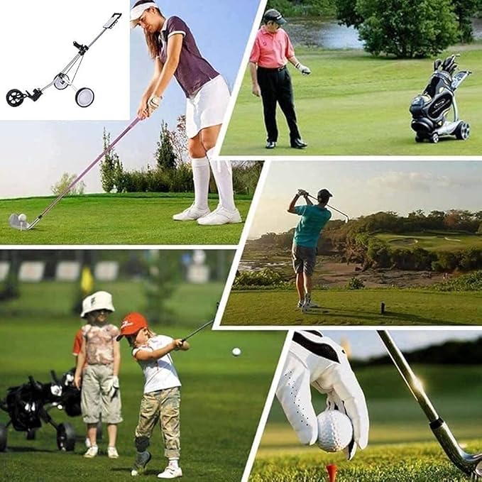 Golf Push Cart, 3 Wheel Golf Cart Push Pull for Golf Clubs, Foldable Lightweight Golf Trolley with Score Board,Lightweight Pushcart - Easy to Open & Close