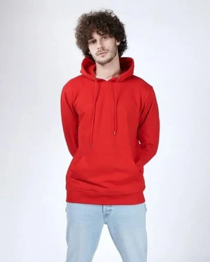 New 100 % Premium Unisex Cotton Plain Colour Red Men's Hoodie                                                                                                                                          .