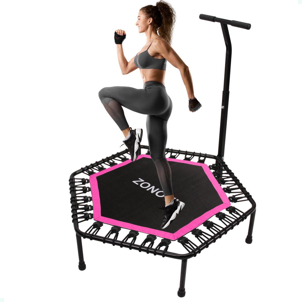 Foldable Fitness Trampoline With Powerful Adjustable Handle for Jumping and calories Burnout- Keep fit and have fun while at it