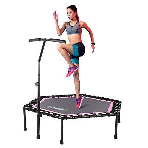 Foldable Fitness Trampoline With Powerful Adjustable Handle for Jumping and calories Burnout- Keep fit and have fun while at it