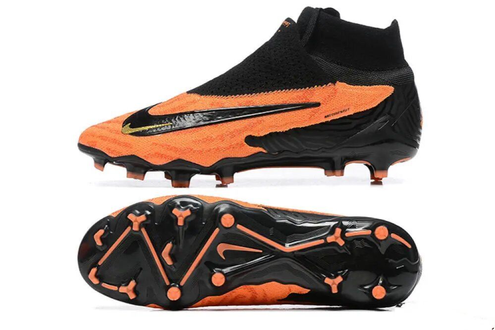 New Gen Phantom GX DF Elite FG Firm Ground Soccer Cleats - Orange/Black/Gold Football Boots Soccer Shoes                                                                                               .