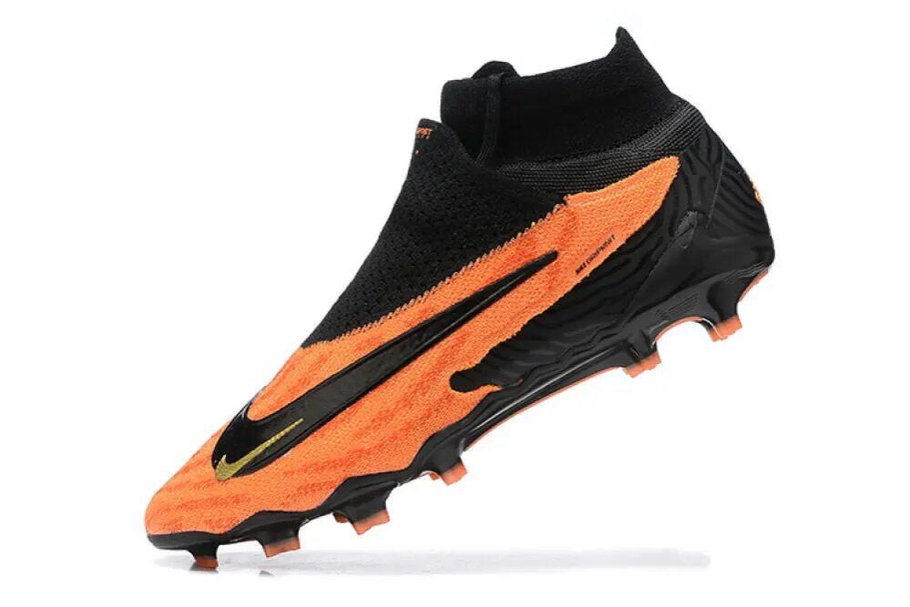 New Gen Phantom GX DF Elite FG Firm Ground Soccer Cleats - Orange/Black/Gold Football Boots Soccer Shoes                                                                                               .