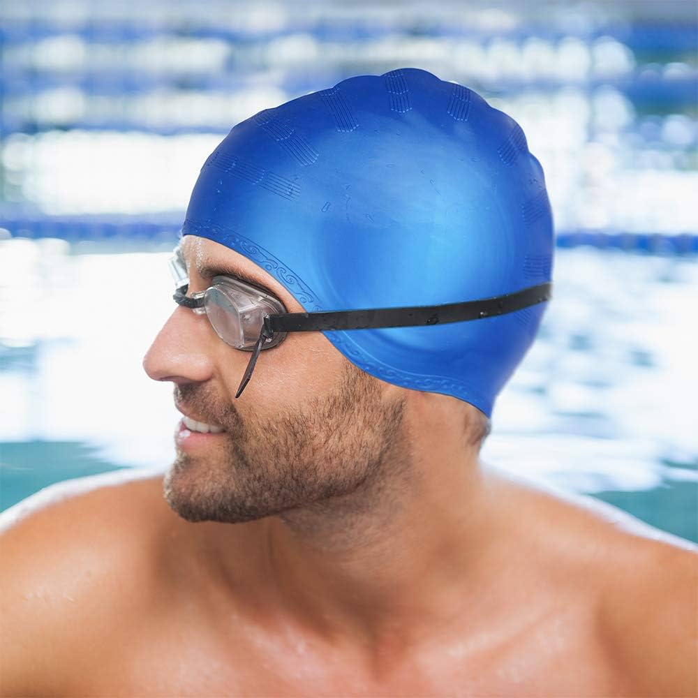 New Adults Waterproof Silicone Hair Protection Swimming Cap With Ear Protection