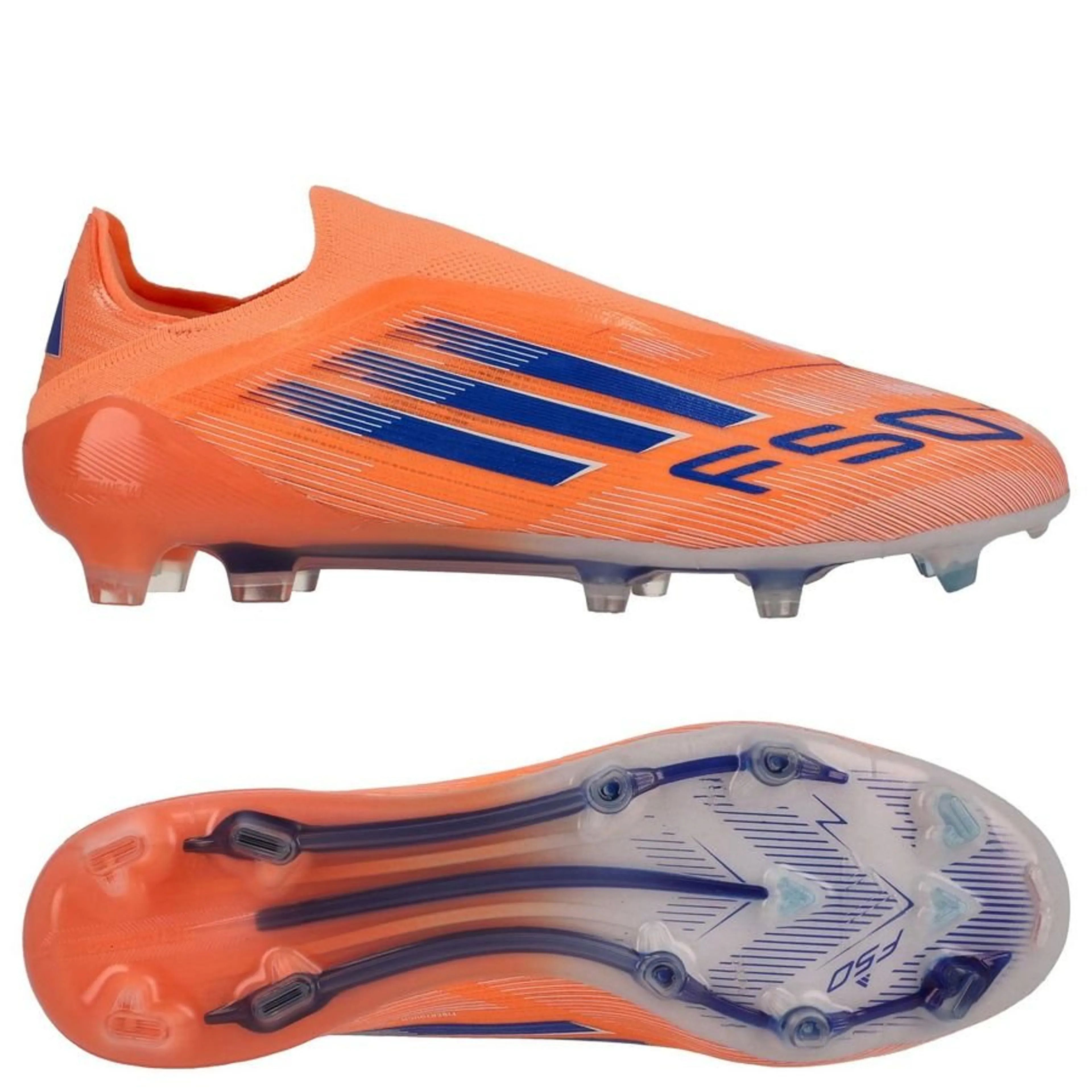 F50 Laceless  Elite Signal Coral Soccer Shoes/Football Boots- orange Firm Ground Football Cleats  ⚽👟