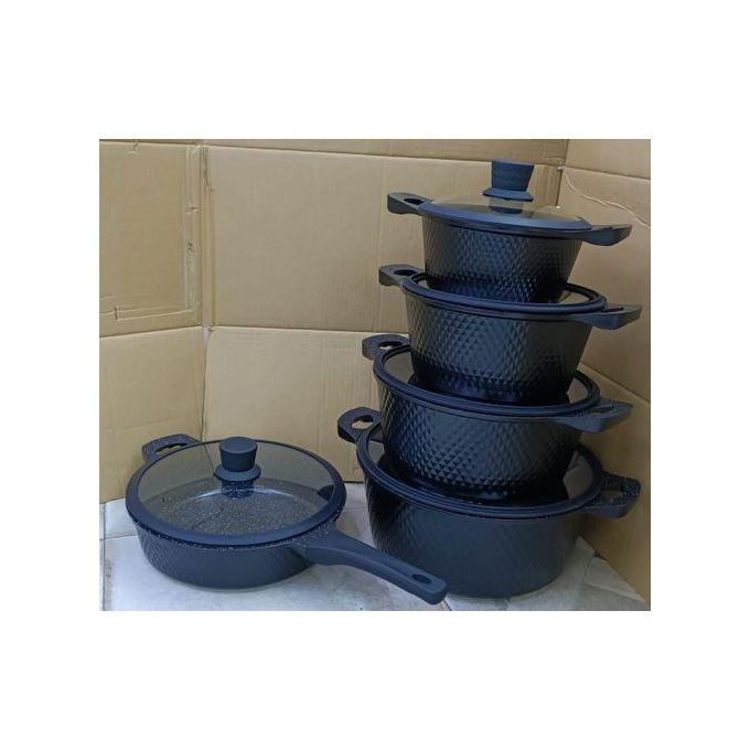 Bosch 11 Pcs Granite Coated, Non-Stick CookWare Set Pots Sufuria WITH SILICON RUBBER LIDS