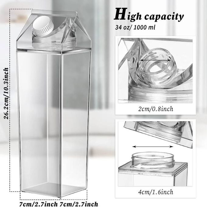 1L acrylic fridge bottle with tight duo lid available in clear