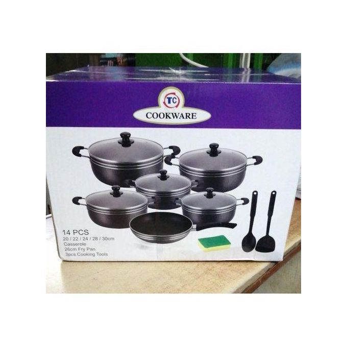 TC 14PC Pieces Quality Heavy Nonstick Cooking Pot Cookware Set