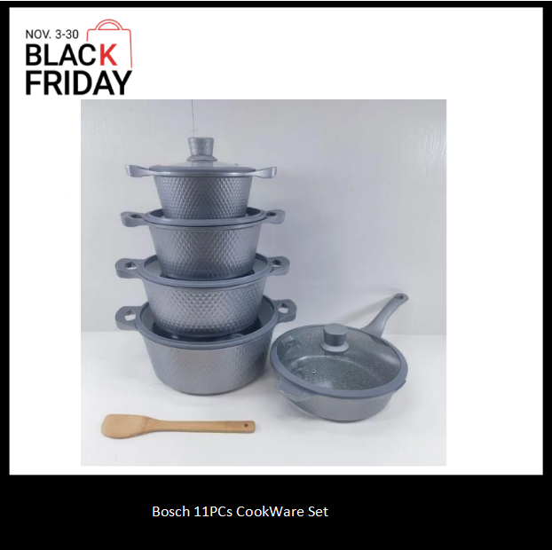 Bosch 11 Pcs Pieces Granite Coated Nonstick Cooking Pots - Cookware Set WITH  LIDS