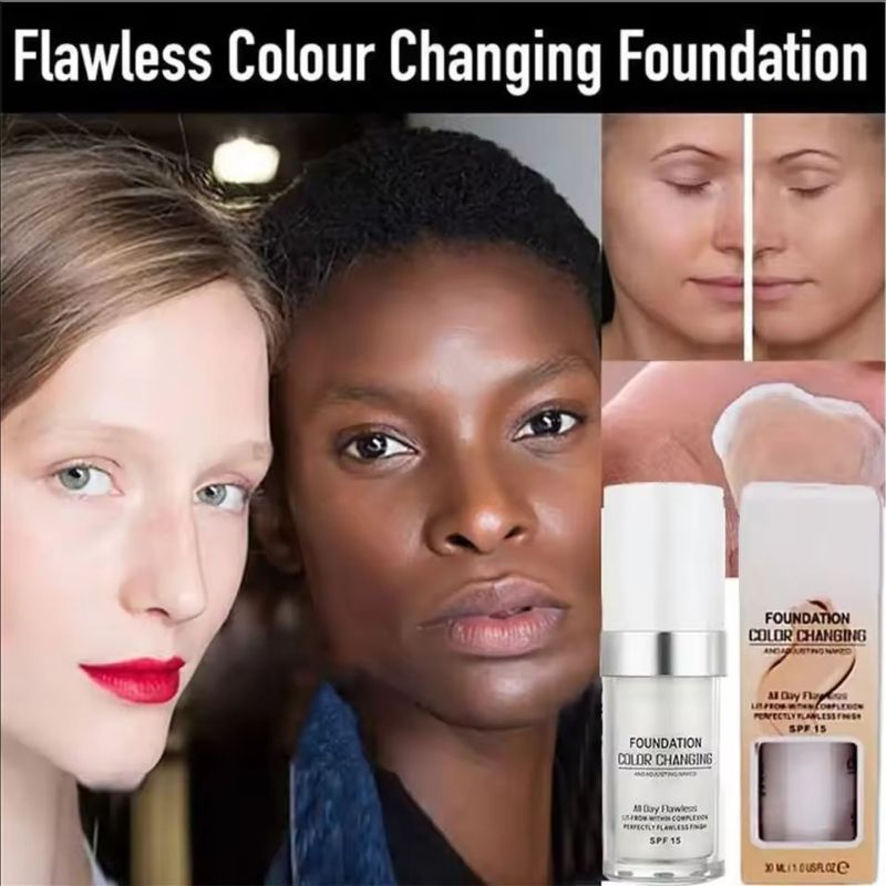 30ml SPF 15 Colour Changing Mature Skin Foundation, Hydrating Waterproof And Light Long Lasting Foundation, Gift For Girls