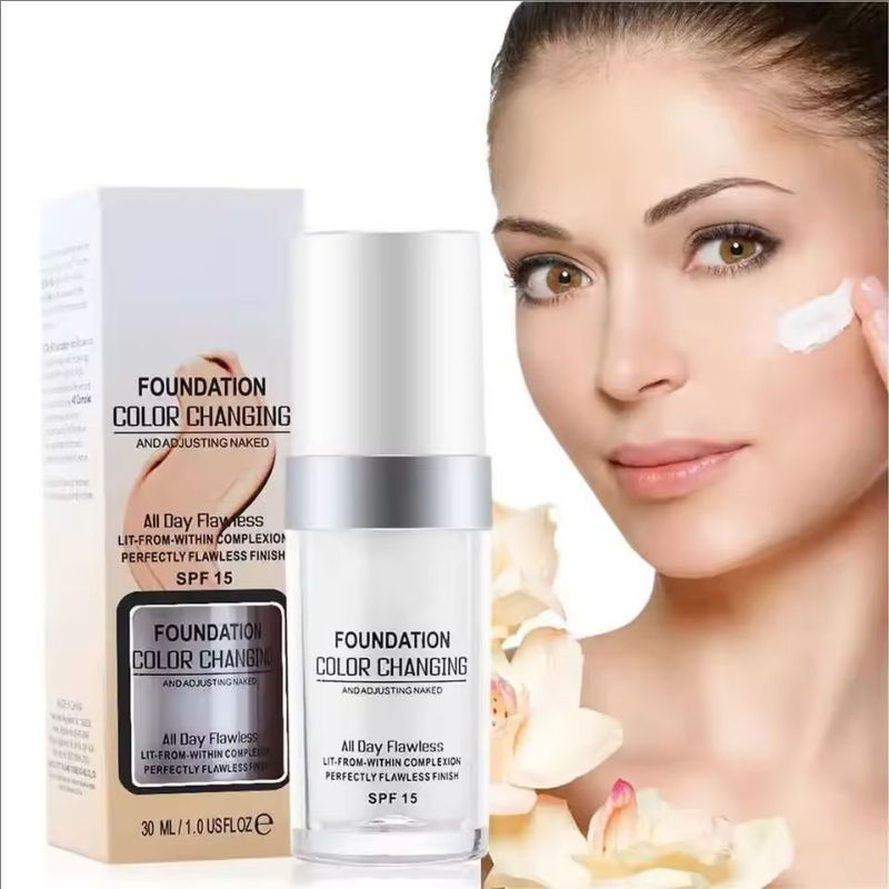 30ml SPF 15 Colour Changing Mature Skin Foundation, Hydrating Waterproof And Light Long Lasting Foundation, Gift For Girls