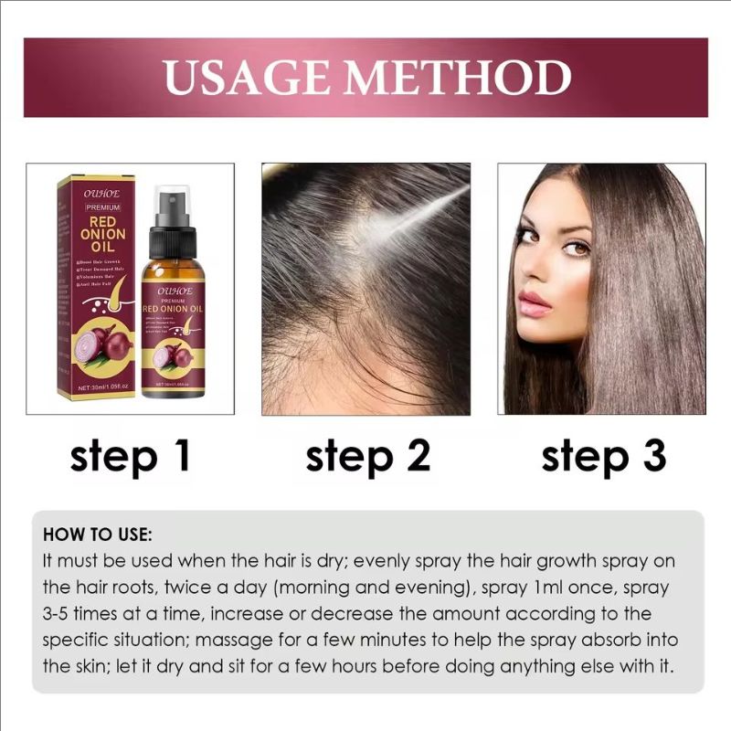 Hair Growth Serum Spray Prevent Hair Loss Scalp Treatment Improve Alopecia Strengthening Anti Dry Frizz Red Onion Essential Oil