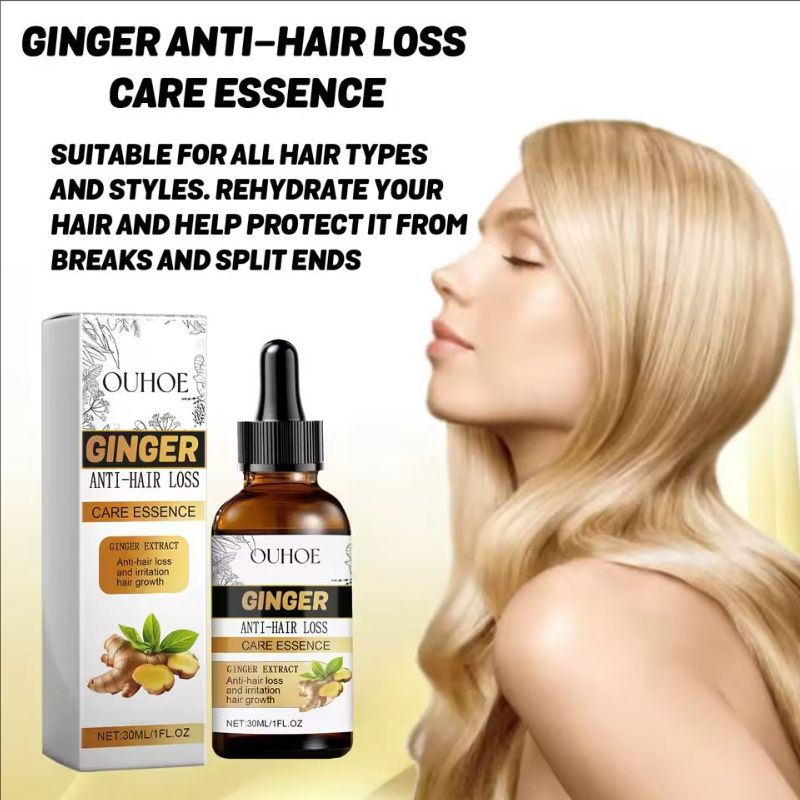 OUHOE Ginger Hair Growth Serum Improve Frizz Prevent Baldness Scalp Repair Smooth Nourishment Hair Care Essential Oil 30ml