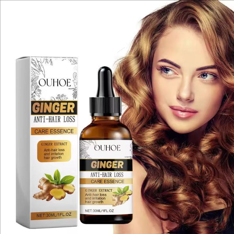 OUHOE Ginger Hair Growth Serum Improve Frizz Prevent Baldness Scalp Repair Smooth Nourishment Hair Care Essential Oil 30ml