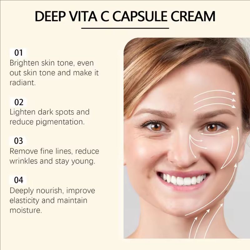 Vitamin C Capsules Cream Fine Lins Removal Hydrate Lift Firm Repair Moisturizing Rejuvenation Brightening Glowing Face Skin Care