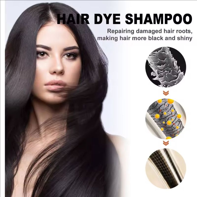 100ml Natural Plant Hair Dye Shampoo 3 in 1 Hair Color Shampoo for Gary Hair Quick Dark Black And Women Men Grey Coverage