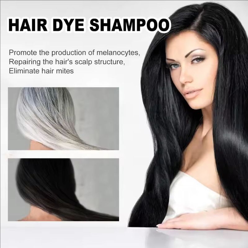 100ml Natural Plant Hair Dye Shampoo 3 in 1 Hair Color Shampoo for Gary Hair Quick Dark Black And Women Men Grey Coverage