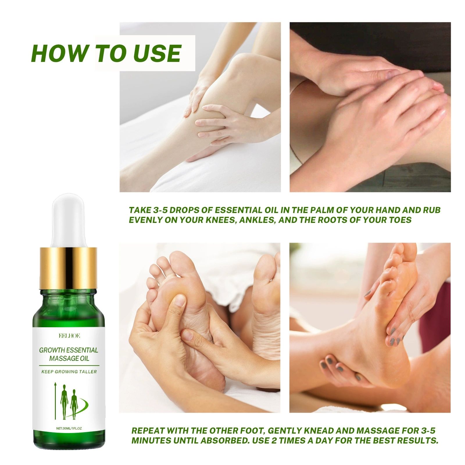 Height Growth Oil Body Bone Growth Spray Increase Oil Growth Essential Grow Herbal Taller Height Oils Promote Bone