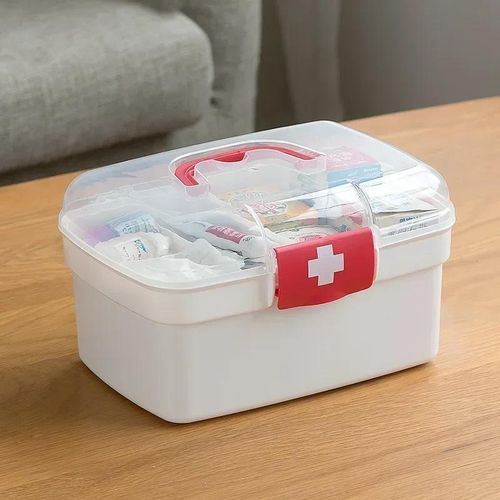 CLEARANCE OFFER First Aid Box, Medicine Box (Empty), Portable Medicine Box, First Aid Box, Double Layer Storage, Medicine Organiser Box For Home, Office, Car