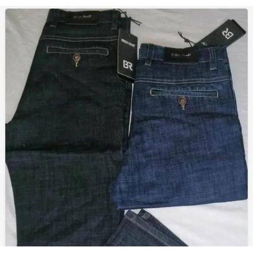 CLEARANCE OFFER 2 PCS High Quality Men Break Rule Jean Trousers, Straight Leg Men Denim Trouser (1PC Black & 1PC Darkblue