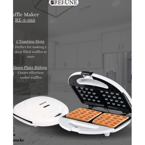 CLEARANCE OFFER Rebune 2- Slice Waffle Maker- Non-Stick Coating - Overheat Protection-Safety Lock