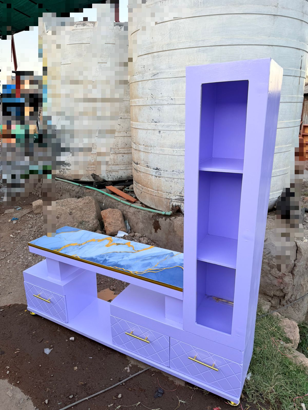 Executive tv stand with marble coating and shelf cabinetMarble Slab Creamery Executive tv stand with marble coating and shelf cabinet