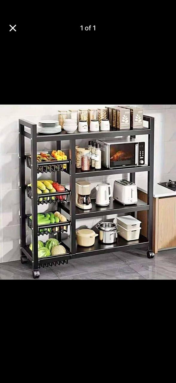 Microwaves stand with fruits rack
Size :90cm with(4iron nets+4iron plates