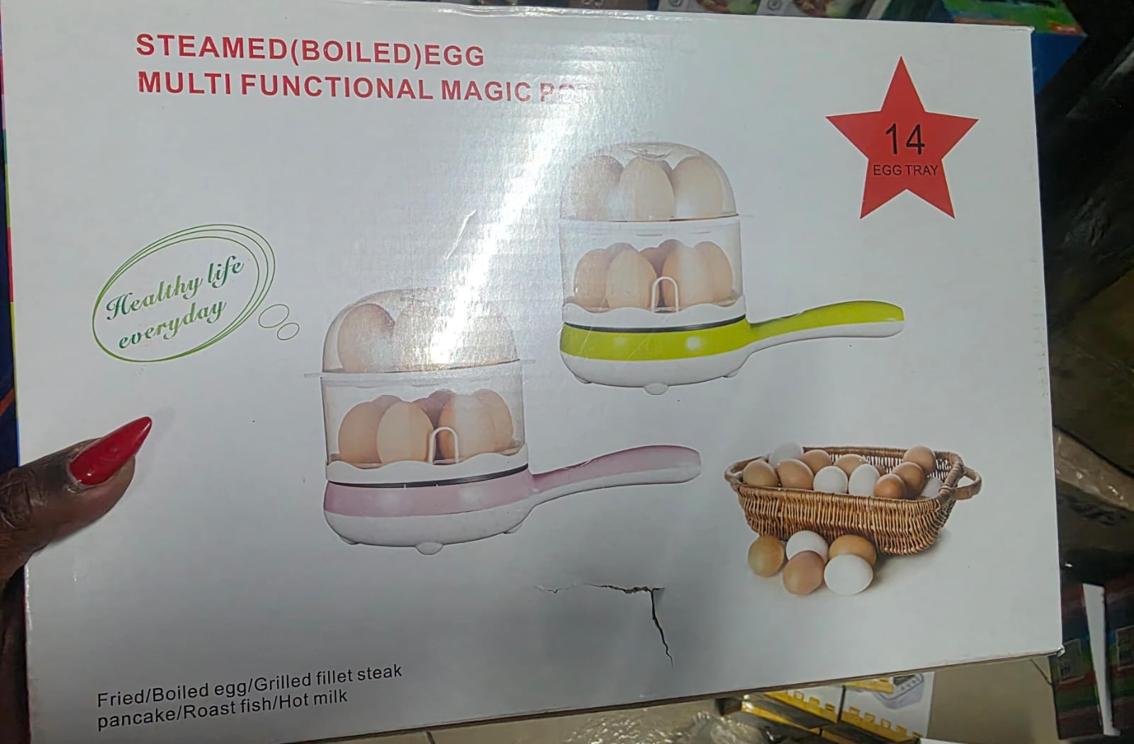 Double  egg boiler with magic panDouble Layer Egg Boiler, Steamer Cooker Pot-2 in 1 magic pot, double layer steam rack and nonstick pan Perfect for poaching, steaming