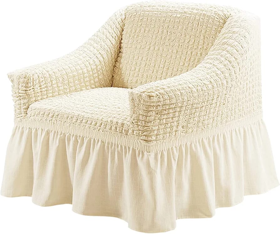 Loose covers Loose Covers – Free size, ideal for standard/simple sofa shapes
 Elegant BUBLE STRETCH  Fabric – Premium textured pattern for a classy look
 Skirted Bottom Finish – Adds a soft, gracefu