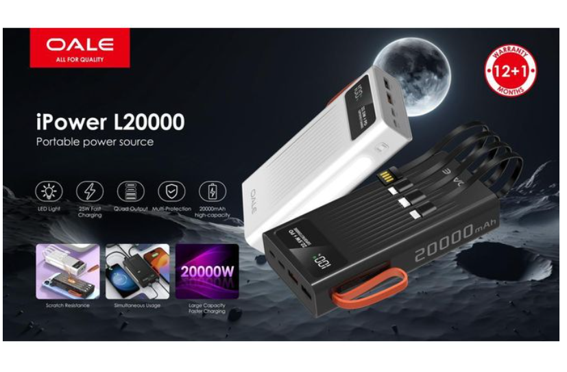 OALE iPower L20000 multi-role mobile power supply fast charging power bank with a torch and 1 year warranty